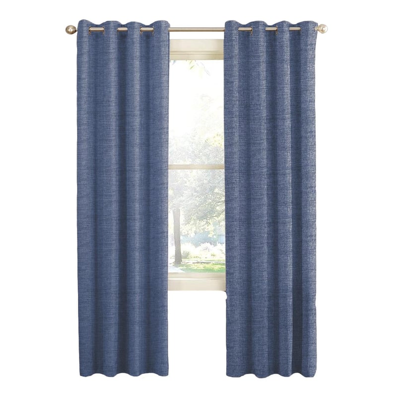 CASATUA - Cortina Blackout 100% 2 Paños Textura Lino - Azul