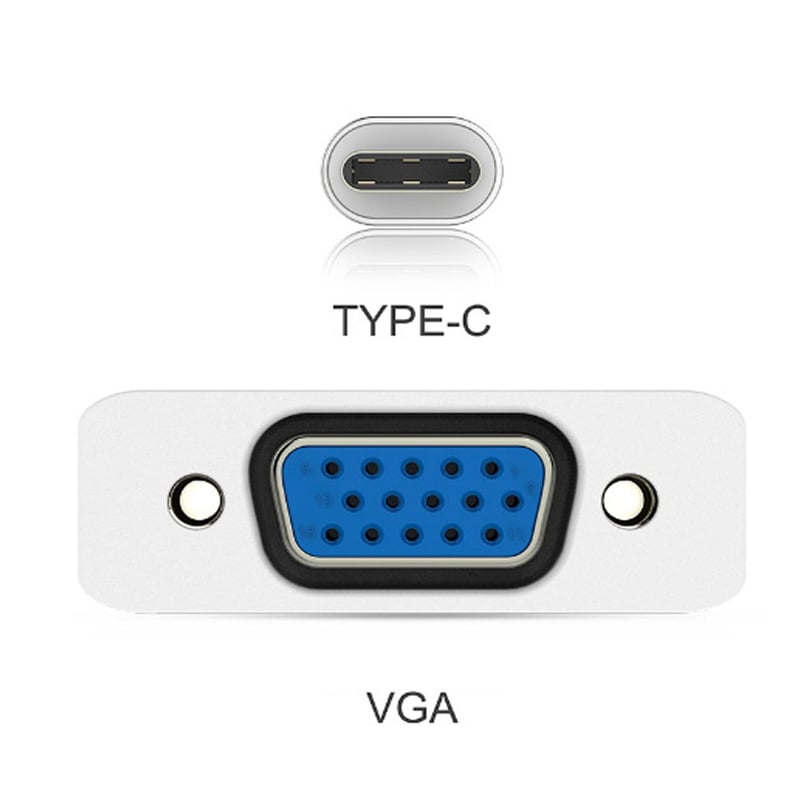GENERICO - ADAPTADOR USB-C A VGA, 10 CMS. PLATEADO/ BLANCO