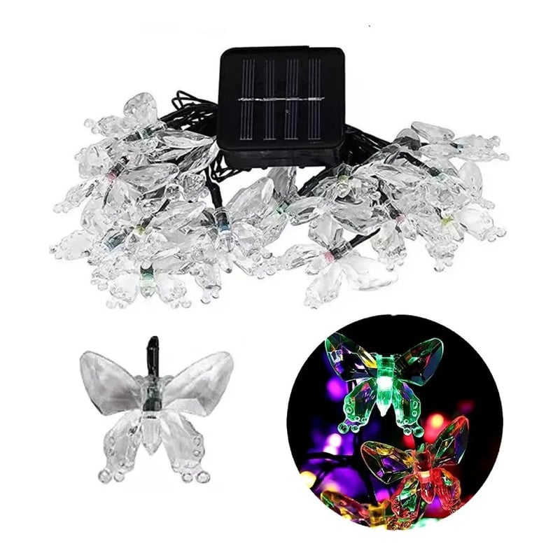 Guirnaldas Solares Jardin Solar Luz Decorativa Mariposa 4m Sodimac