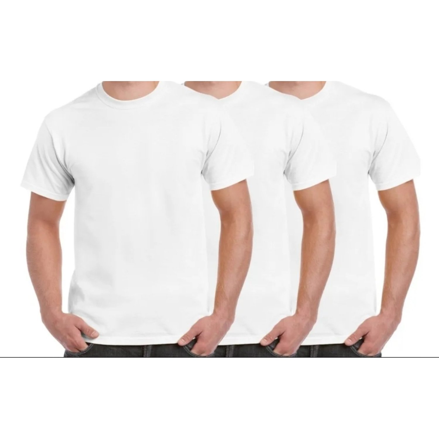 Pack 3 Camisetas Manga Corta 100 Algodon Blancas Unisex
