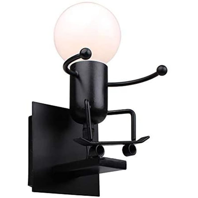 HOME NEAT - Home-neat creativa led luz lámpara de pared hierro E27 robot negro