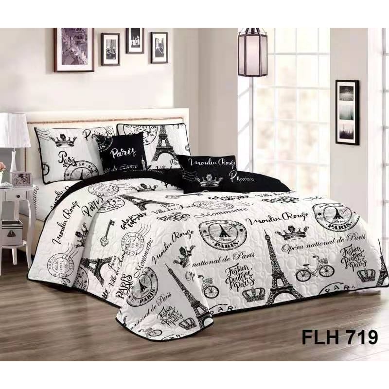 ANGELES DEL HOGAR Cubrecama de verano Quilt 2 plaza Paris Blanco falabella