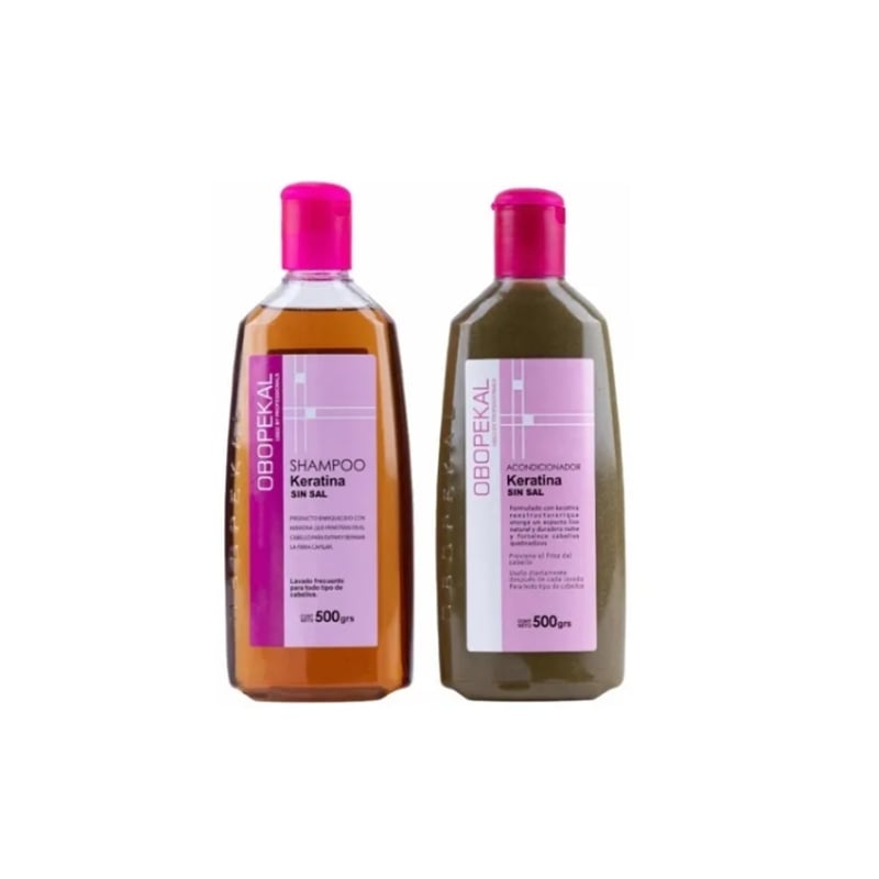 Kit Shampoo Acondicionado Keratina Sin Sal 500grs Obopekal OBOPEKAL ...