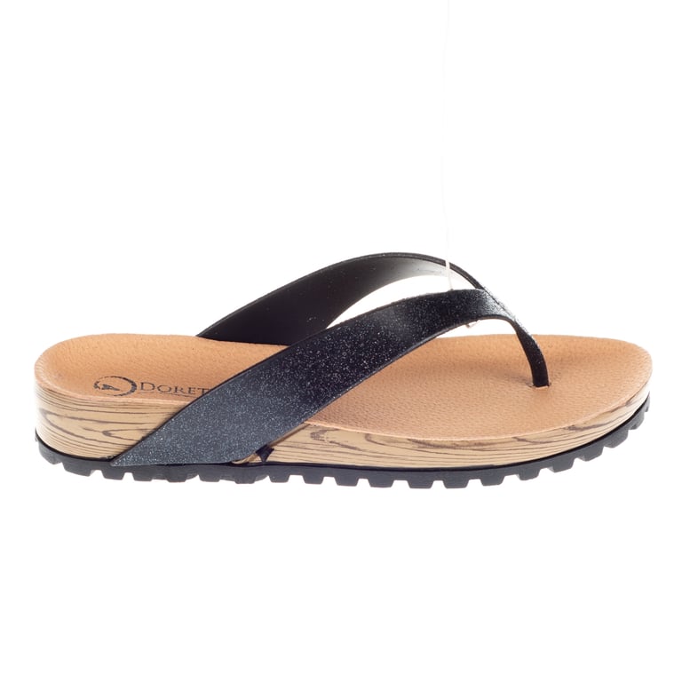 DORETTE Sandalia hawaiana negro plana | falabella.com
