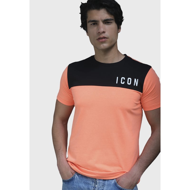 Camiseta Hombre Subliminal Moda - Manga Corta Bicolor Negro, 95% Algodón 5% Elastano, Corte Recto