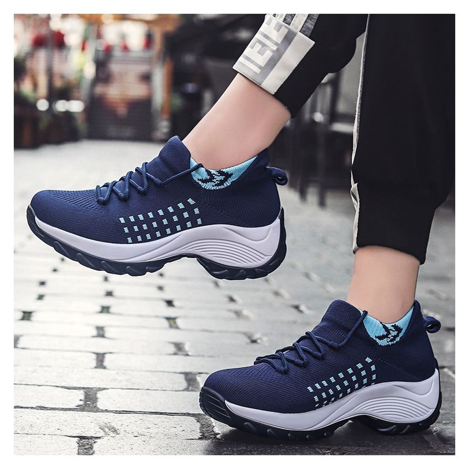 BLWOENS Zapatillas Deportivas con Plataforma Antideslizante Mujer falabella