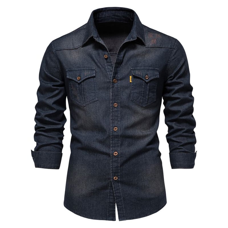 BLWOENS Camisa vaquera de algodon de manga larga para hombre falabella