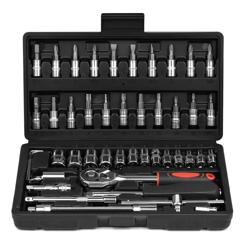 AIZO - Juego Caja Set Dados Herramientas Mecánicas 46 Piezas
