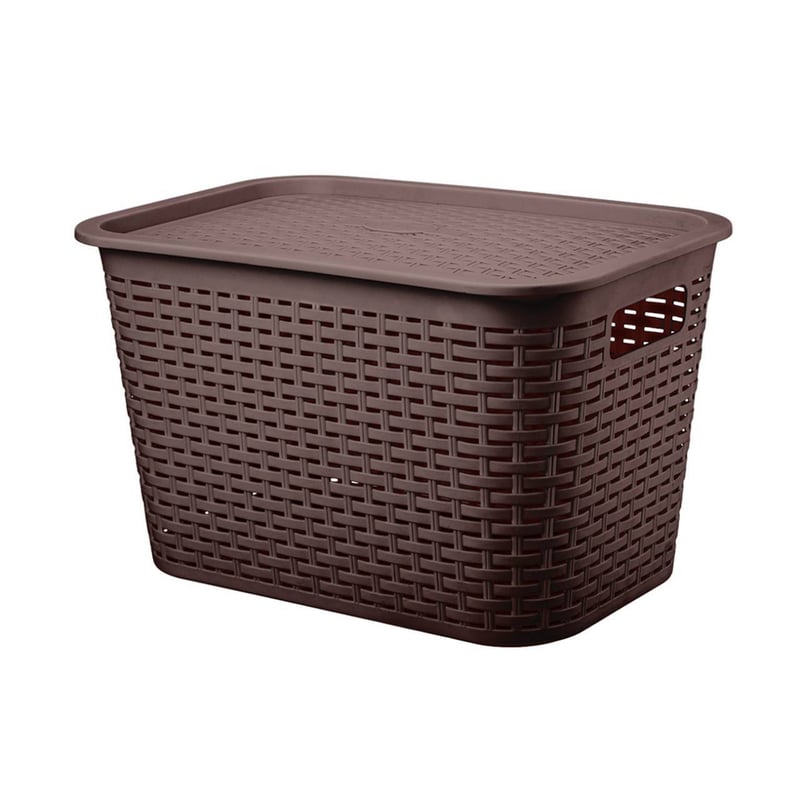 REYPLAST - Canastilla Canasta Organizadora Multiusos Rattan 22 Litros Cafe