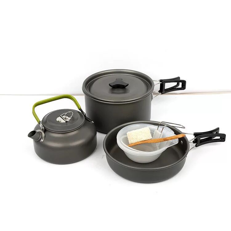 Olla 1.7L Acampada Juego De Ollas Camping Acero Inoxidable - Olla 1.7 L Y Sartén, Ideal Para 12 Personas, Exterior Utensilios Camping