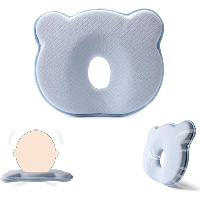 AIZO - Cojín Cabeza Plana Bebé Espuma de memoria azul muebles de dormitorio