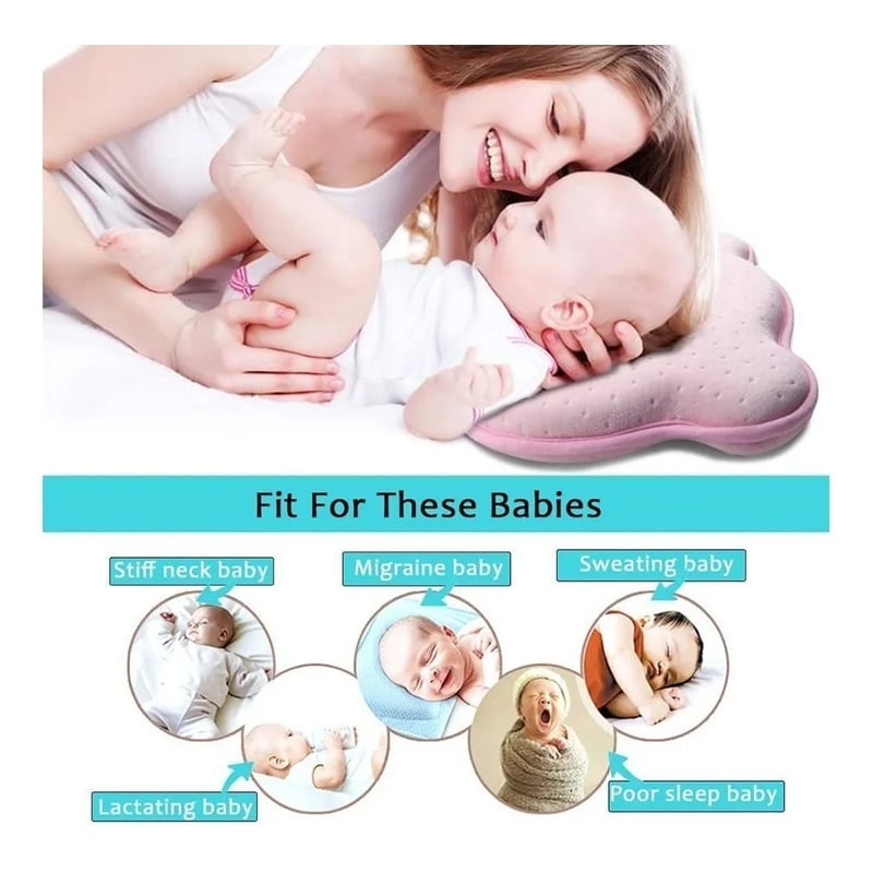 AIZO - Cojín Cabeza Plana Bebé Espuma de memoria azul muebles de dormitorio