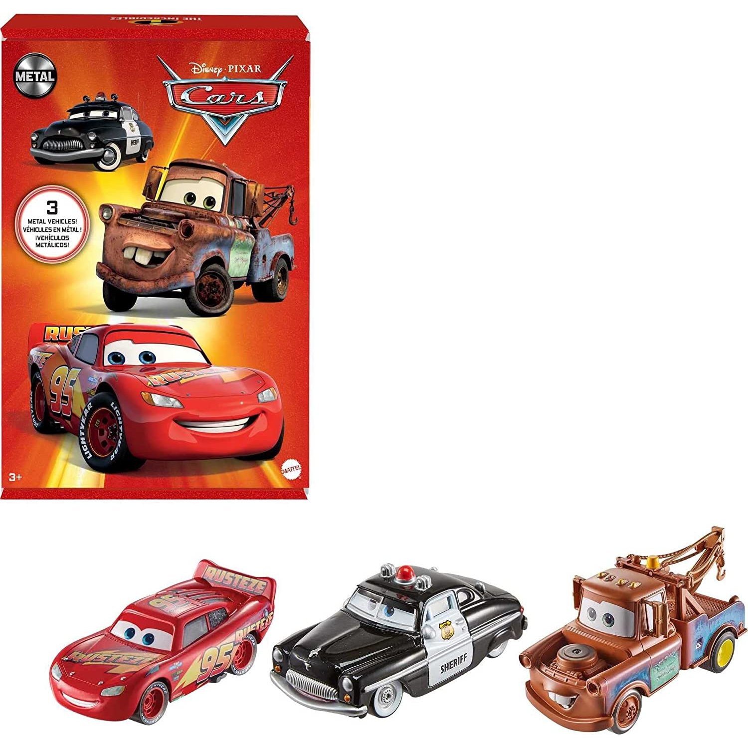 Set De Autos Pelicula Cars Rayo Mcqueen Sheriff Mater Mattel Sodimac Chile