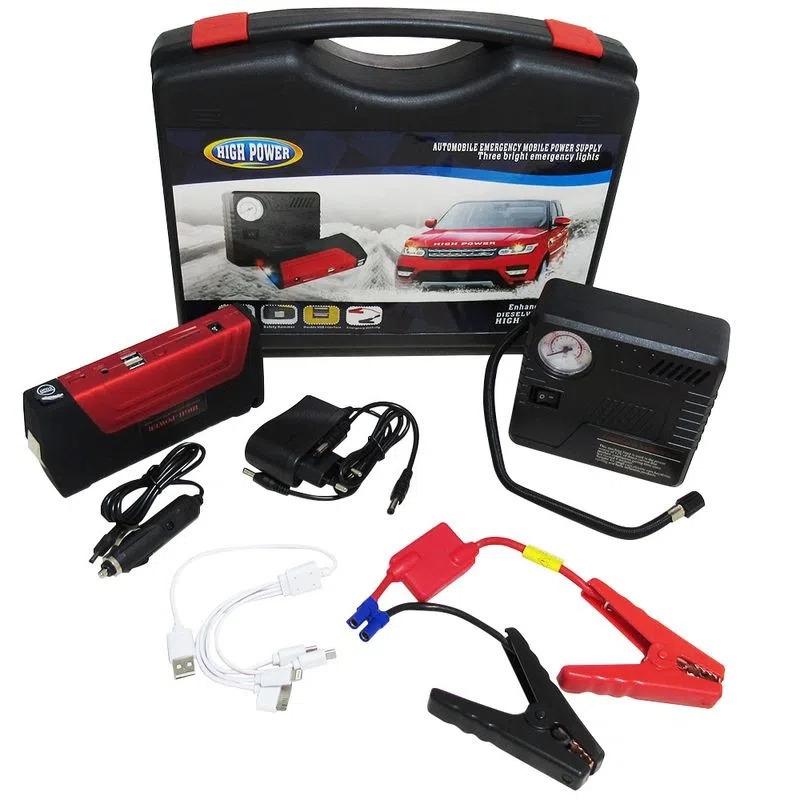 Kit Emergenza Auto: Compressore Aria Gomme + Powerbank Avviatore Batteria - Portatile SOS