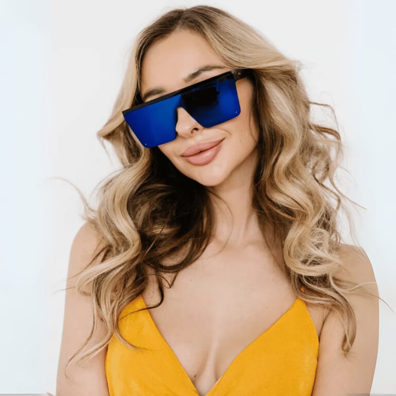 GENERICO Lentes de Sol Guaracha Trendy Azul Espejado falabella