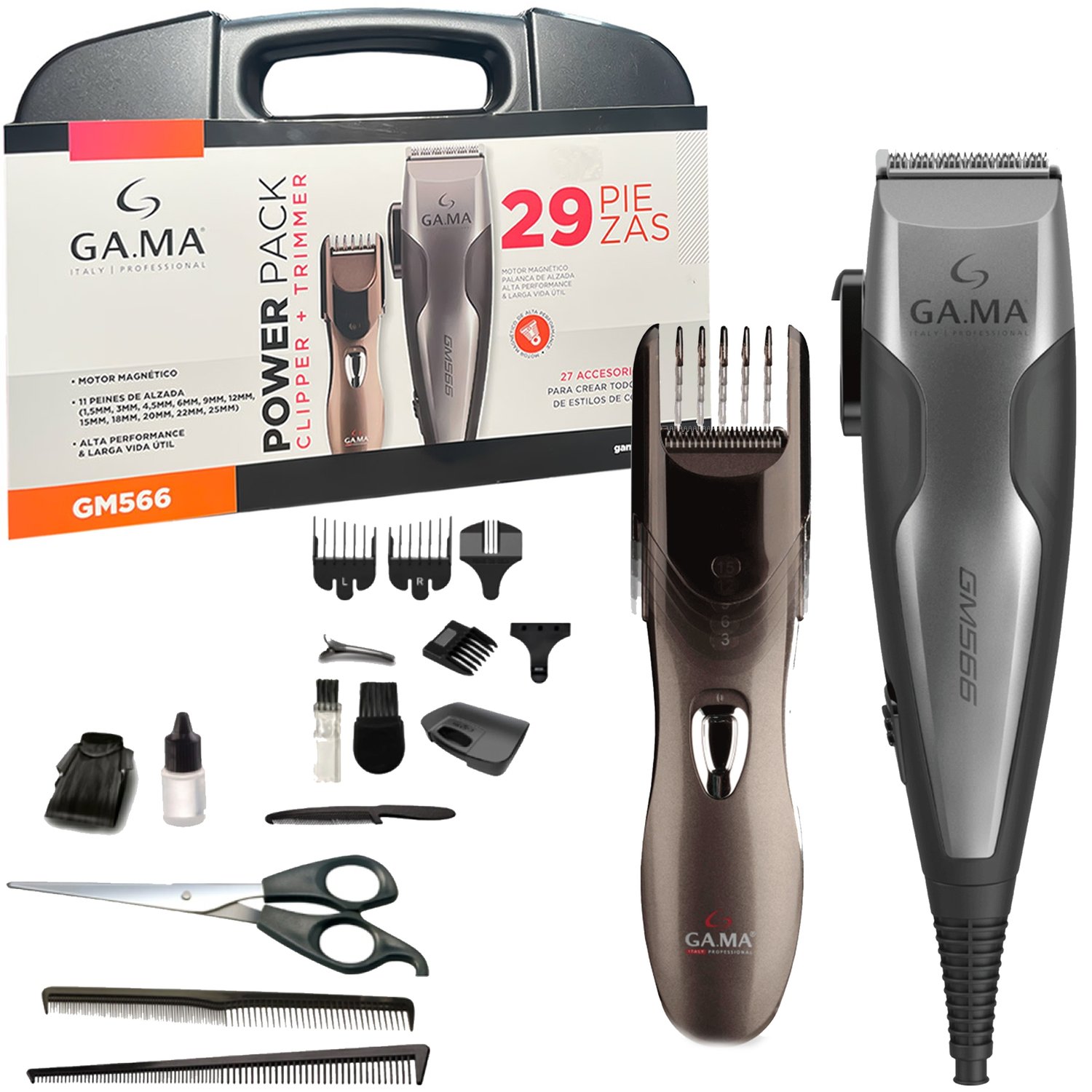 GAMA Cortapelos Clipper Trimmer Gama Gm566 29 Piezas Maletin falabella