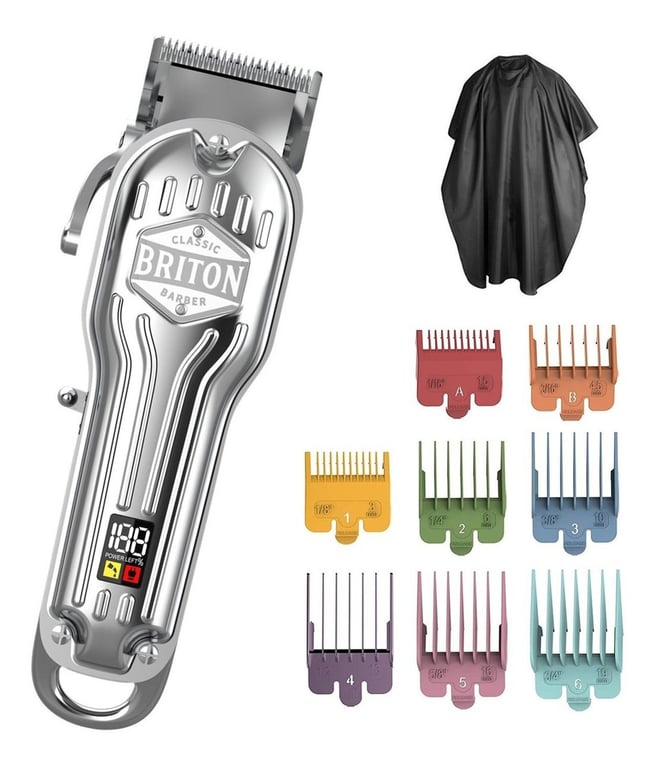 BRITON BARBER Maquina Cortar Pelo Afeitadora Inalambrica Briton Kit Pro Plateado falabella