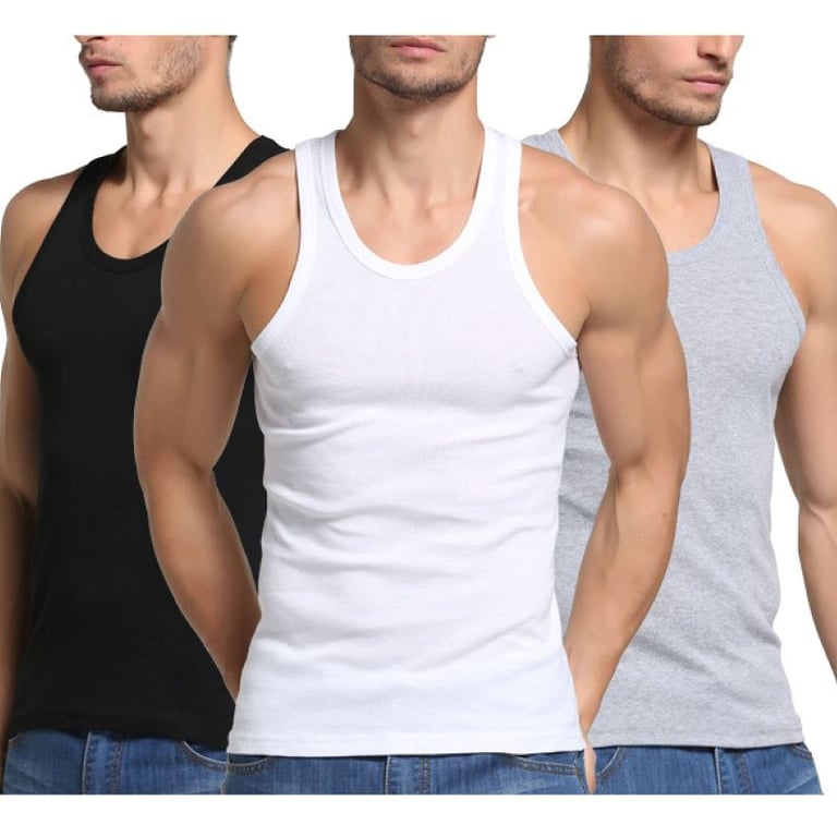 EVERSO Pack 3 Camisetas Algodon Sin Manga musculosas Hombre falabella