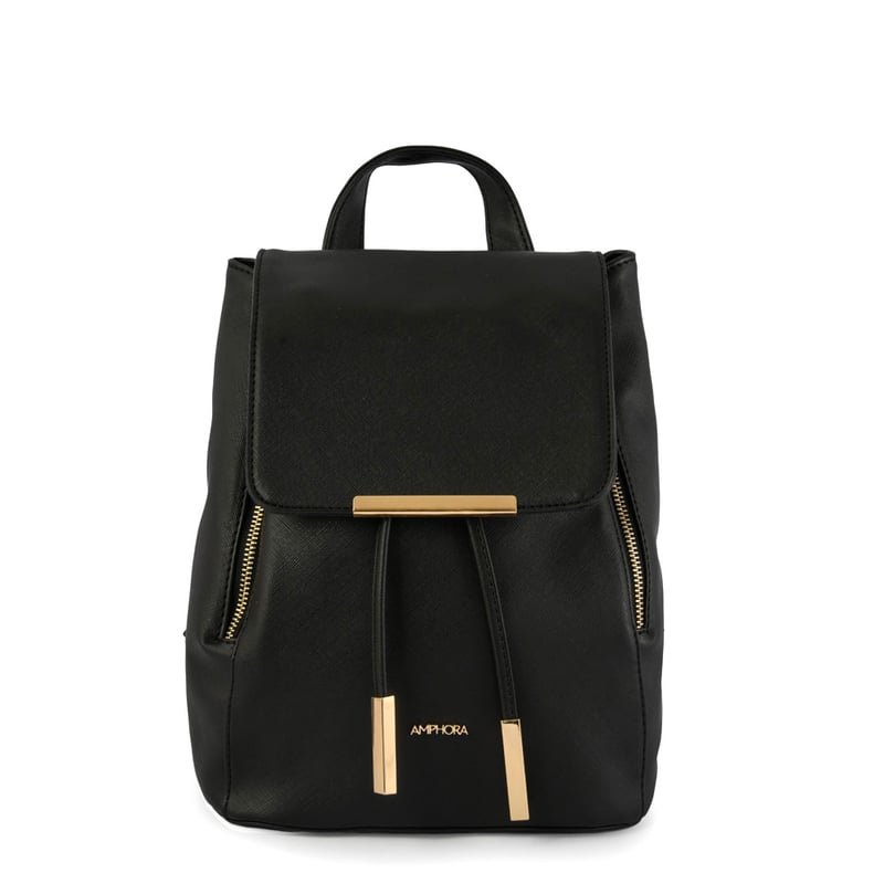 AMPHORA Mochila Con Tapa Mediana Kirkli Negro falabella