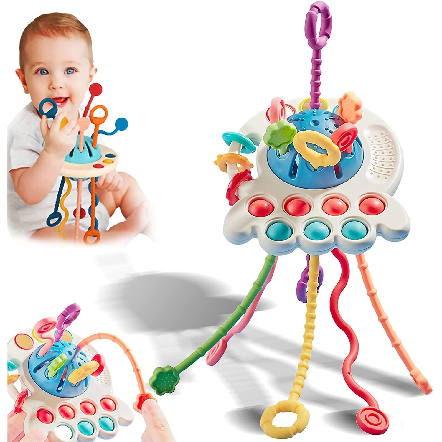 GENERICO Juguete Sensorial Mordedor Para Bebes Montessori 4 En 1 Azul falabella