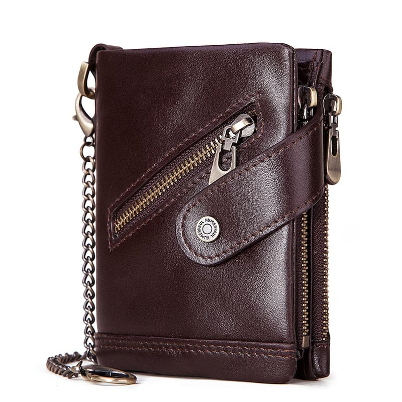 Billetera De Cuero Genuino Torro Para Hombre, Rfid Color Diseño De La Tela