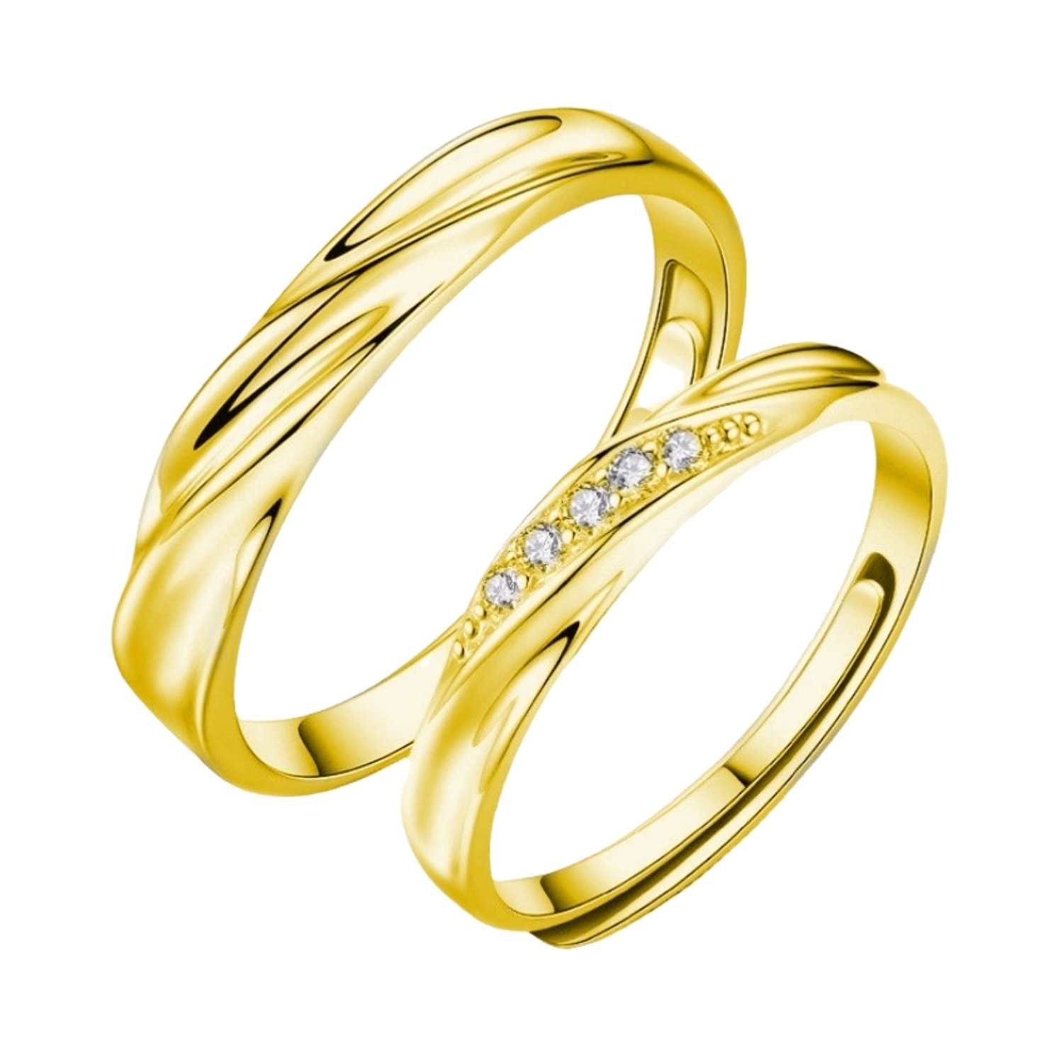 GENERICO Anillos parejas ajustables amor ilusiones plata 925 bano oro falabella