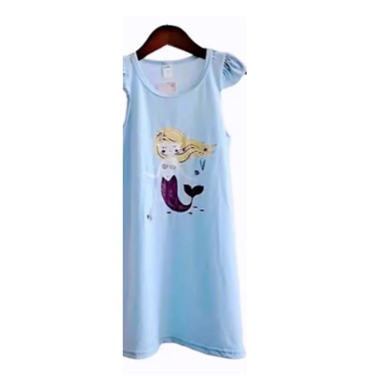 Camisa De Dormir Nina Pijama Nina Lola Verano Algodon 113 Celeste 6