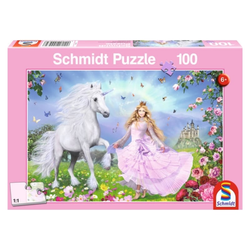 SCHMIDT Puzzle Princesa y Unicornio 100 piezas - Rompecabezas ...