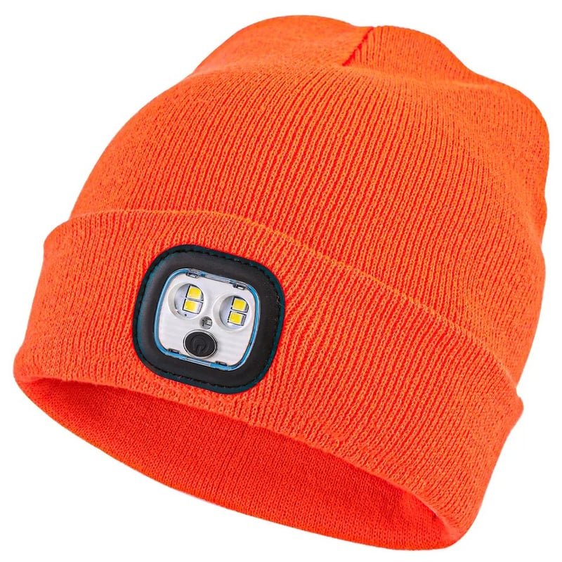 GENERICO - Gorro con Linterna Led 3 Modos recargable1200mAh Naranjo