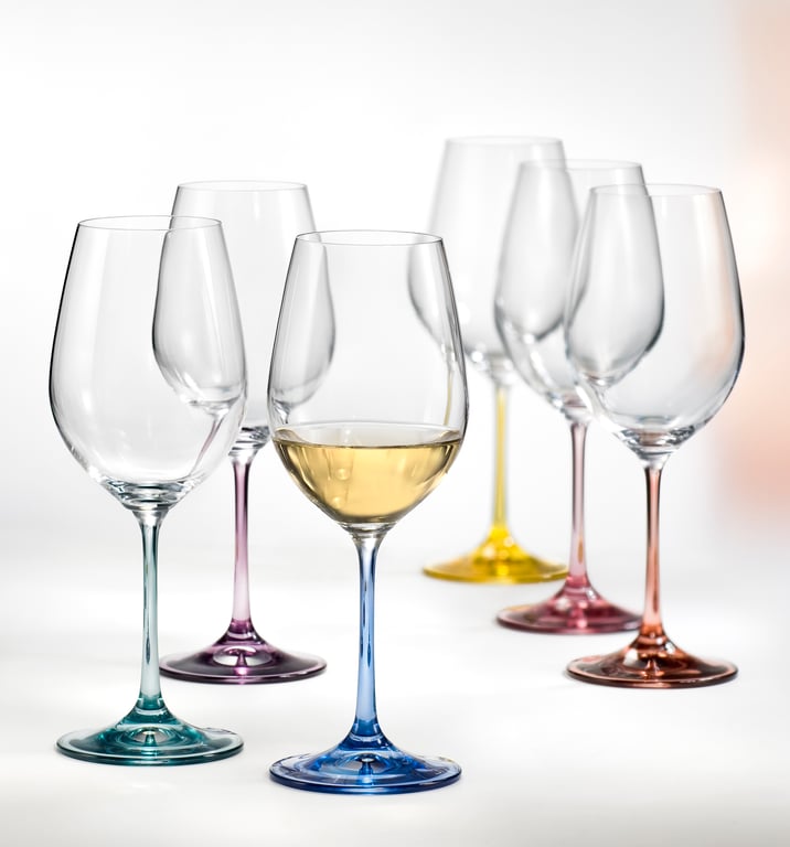BOHEMIA CRYSTAL JUEGO 6 COPAS PIE DE COLOR SPECTRUM BOHEMIA, 550 ml ...