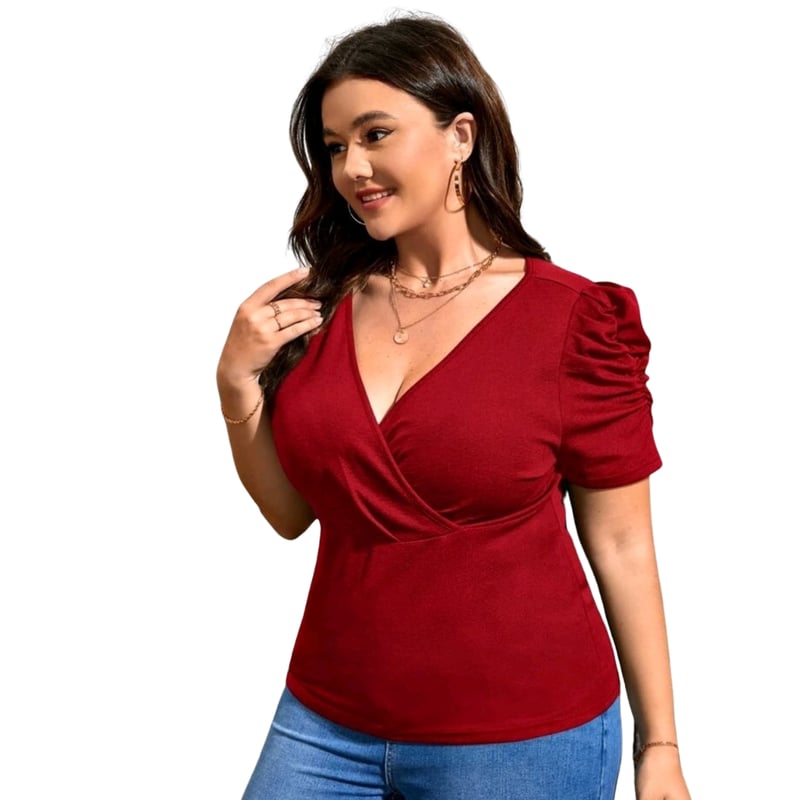 Blusa Polera Cuello En V Tallas Plus Size B008