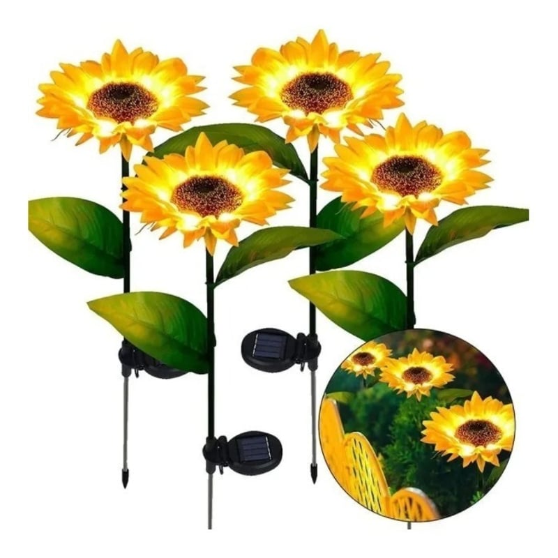 Pack X4 Flor Solar Led Girasol 80cm Decoración Exterior | Sodimac ...