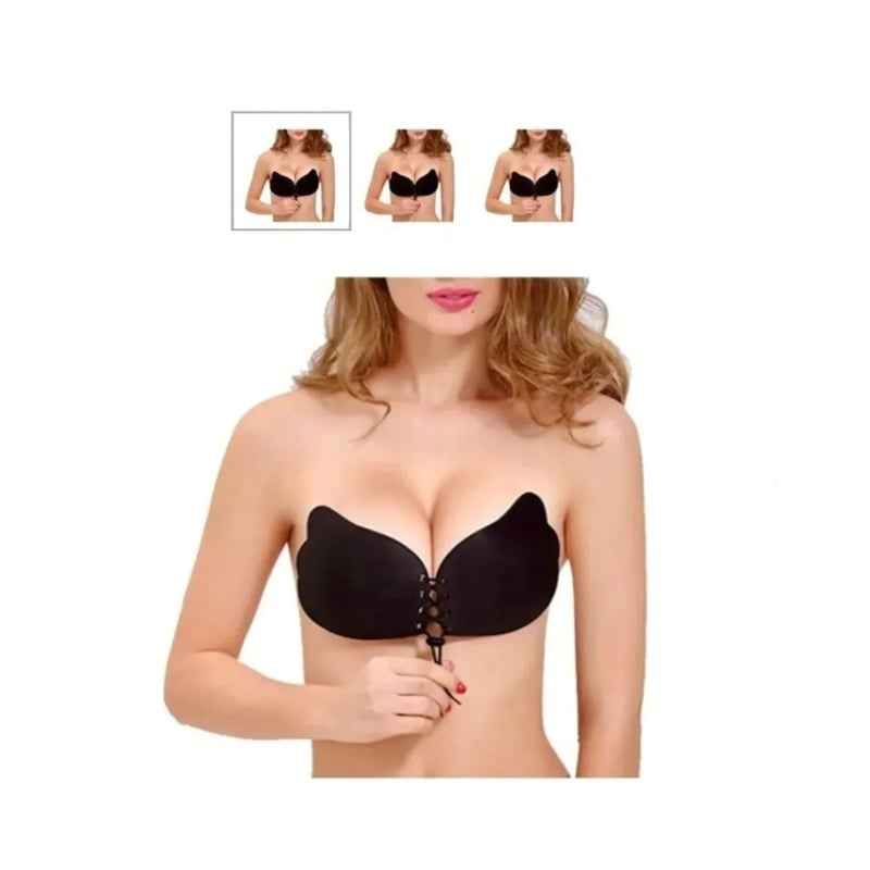 Sosten Push Up Sin Espalda Invisible Sujetador Adhesivo Negro