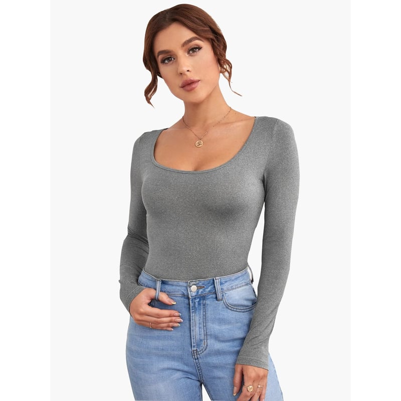 Polera Mujer Algodon Elasticada Con Manga