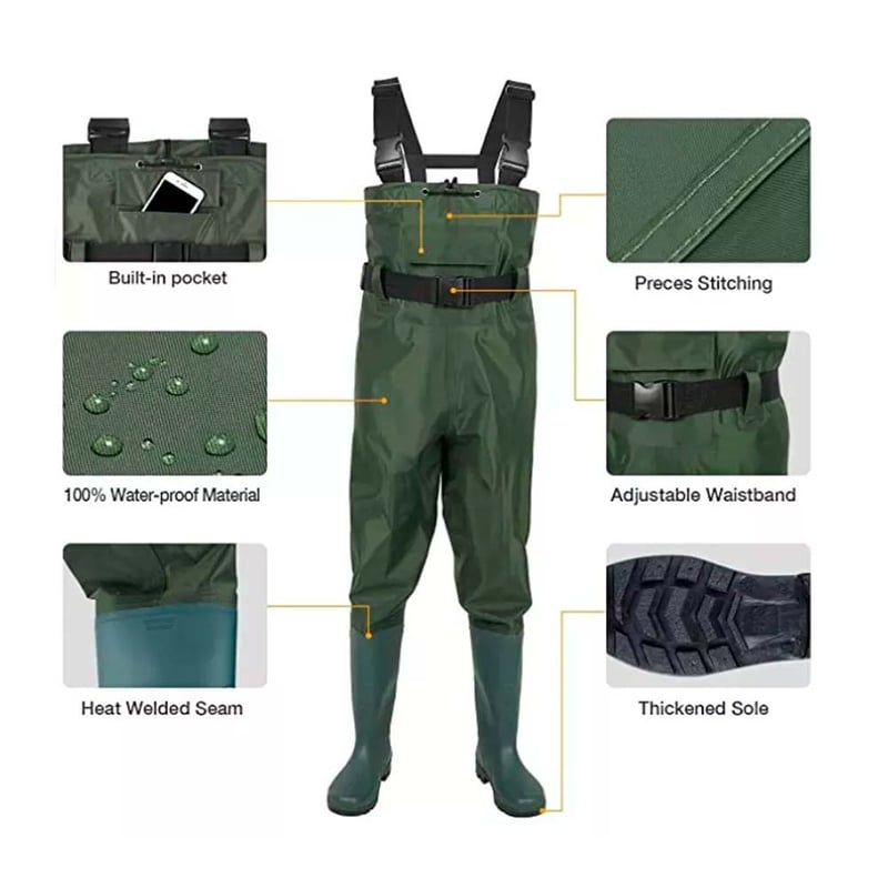 GENERICO Traje Pesca Wader Impermeable Pvc Pecho Con Botas Talla 39 falabella