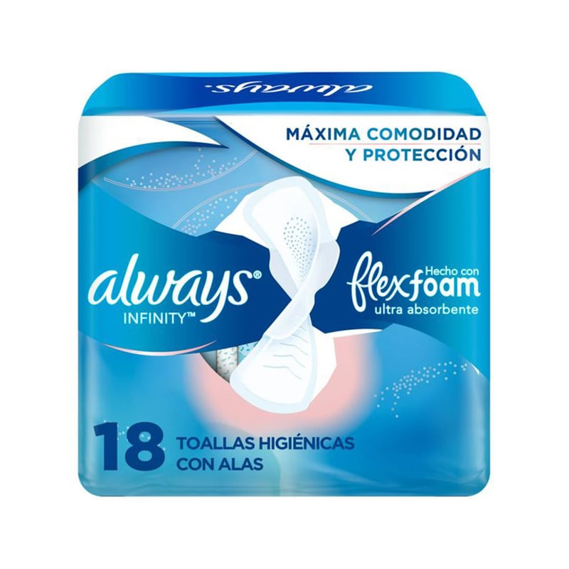 ALWAYS Toallas Higiénicas Always Infinity FlexFoam Con Alas 18 Uds ...