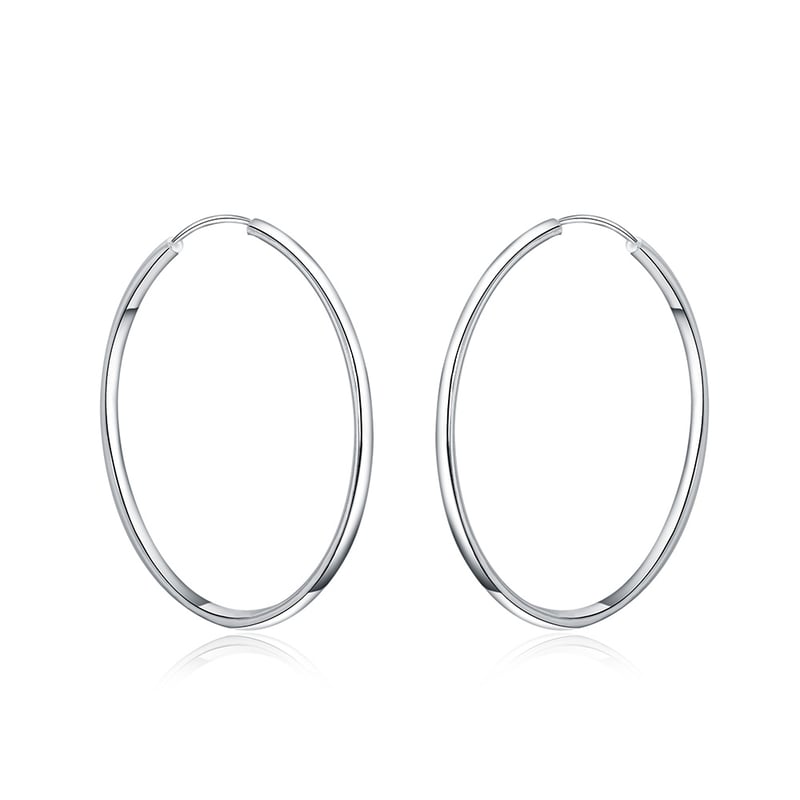 GENERICO Aros De Plata Fina 925 Argollas 50mm Grandes falabella