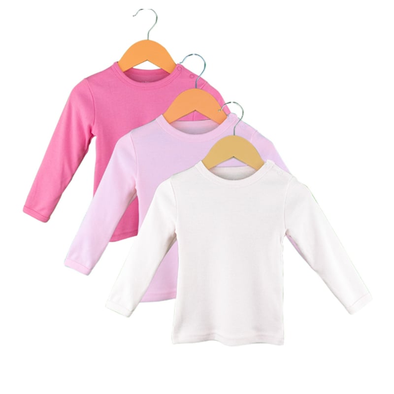 Pack 3 Camiseta Nina Con Polar Cuello Redondo