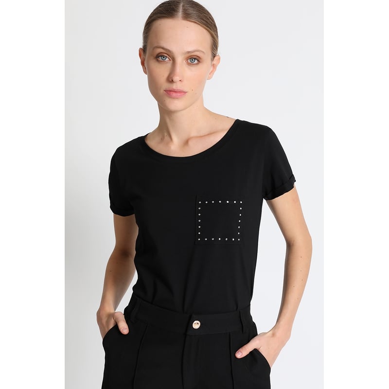 Polera basica negra mujer hotsell