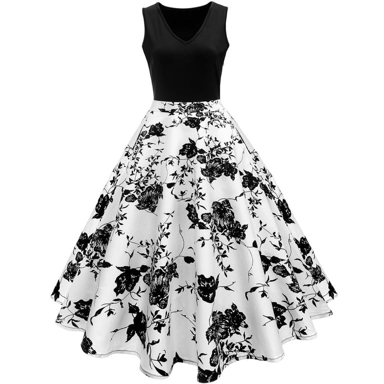 Vestido blanco y negro midi manga larga de botones y cinturón main image 0