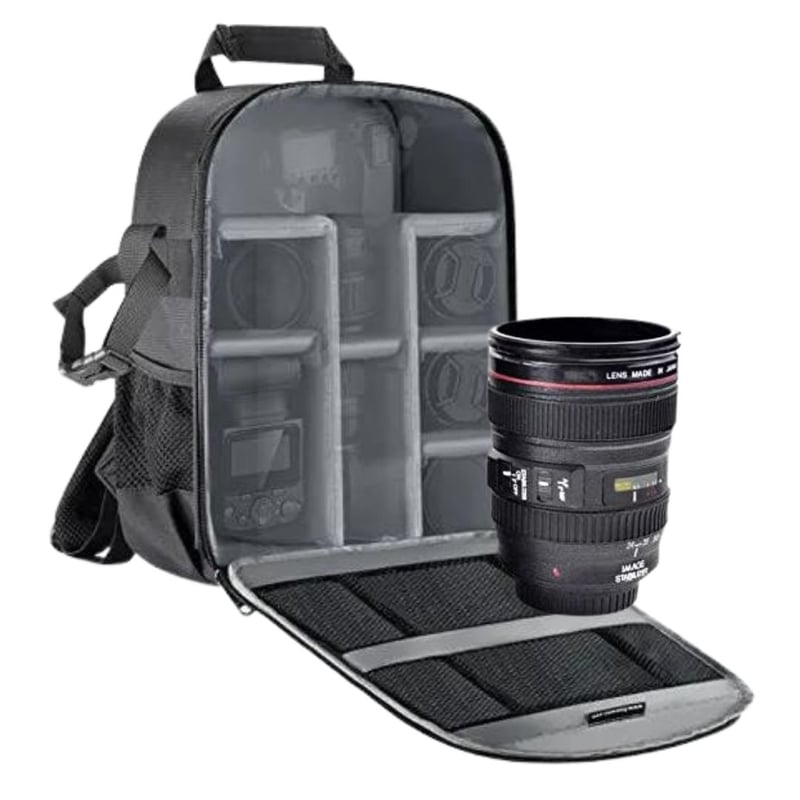 GENERICO Mochila para Camara Fotografica con Compartimento mas Taza Tipo Lente falabella