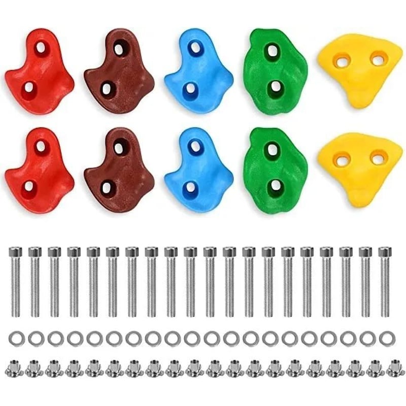 CHAIRLIN Set De 15 Presas De Escalada Para Niños – Puños De Trepa Para Rocódromos, árboles Y Juegos Al Aire Libre, Con 6 Correas De Trinquete Resistentes
