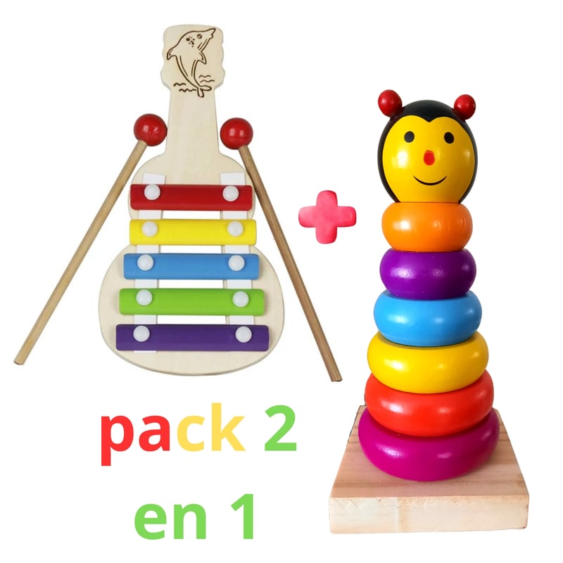Hemobllo Juego De Anillos Apilables De Madera – Base Y Poste, 10x8x1.5 Cm, Material Natural, Montessori, Desarrollo Motricidad Fina, Interior Y Exterior