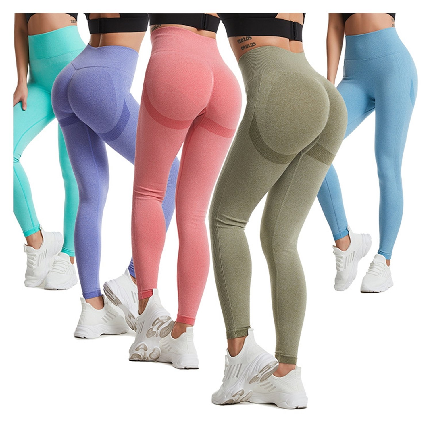 EVERSO Pack de 3 Calzas Leggins Push Up Cintura Alta Colores Surtidos falabella