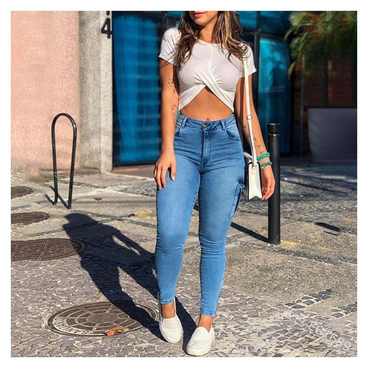 BLWOENS Jeans casuales de moda para mujeres Azul falabella