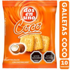 DOS EN UNO - Galletas Sabor Coco Para Colación Dosenuno (Pack De 10 Uni)