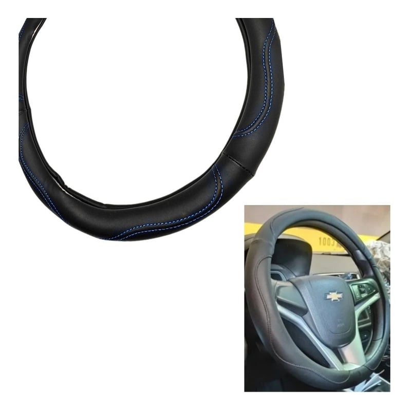 Funda Para Volante De Cuero Sintético Universal - Tamaño 37-38 Cm, Exterior Fibra Carbono, Antideslizante - Para Todas Las Estaciones
