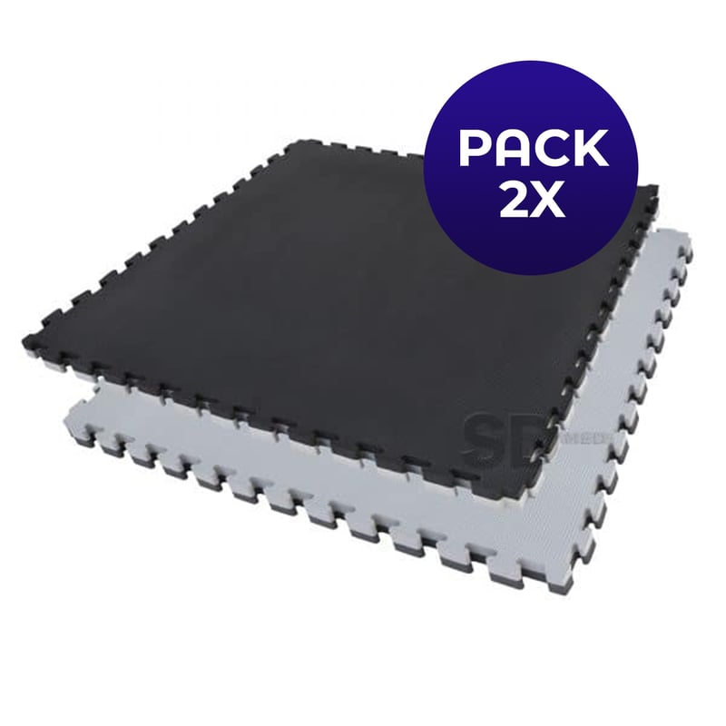SDFIT - Pack 2x Tatami 3,0 cm grosor - 100 x 100 cm - Negro / Gris