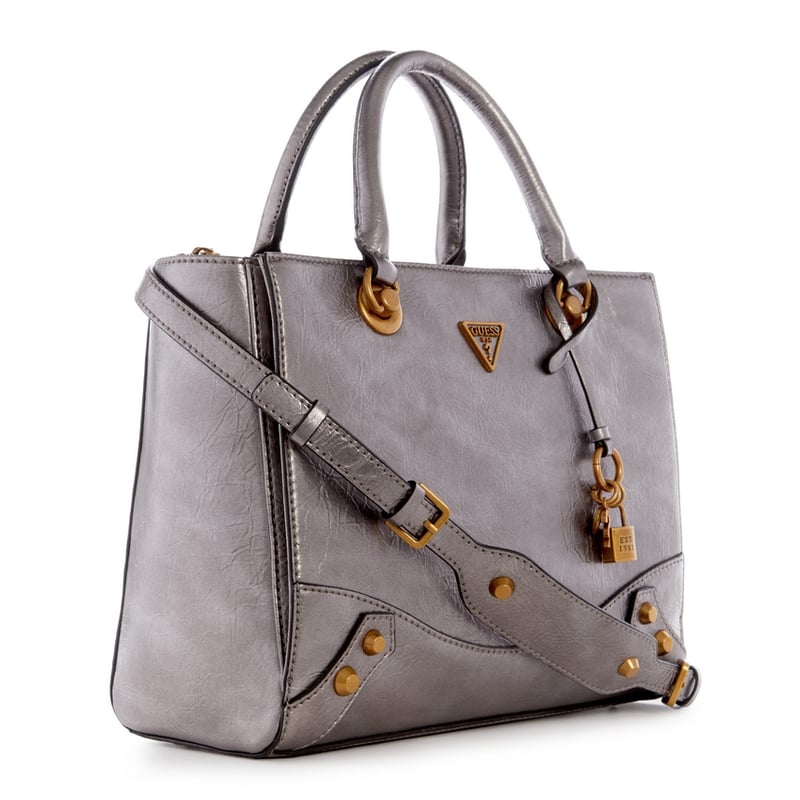 GUESS Cartera Guess Amantea Girlfriend Satchel Gra Plateado TU falabella
