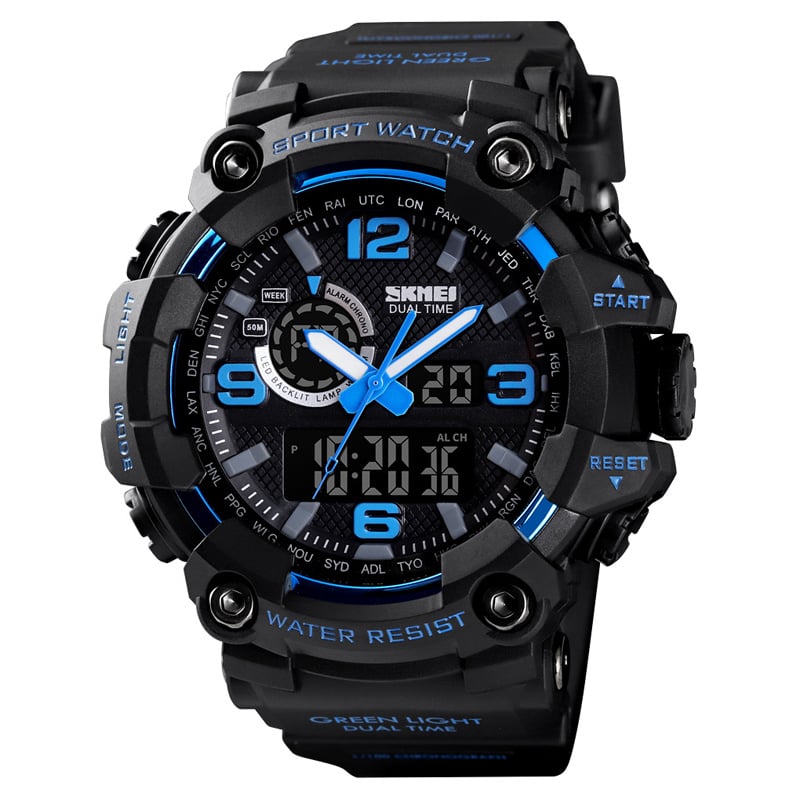 SKMEI Orologio Uomo Sportivo 2049 - Analogico/Digitale, Acciaio, Cronografo LED